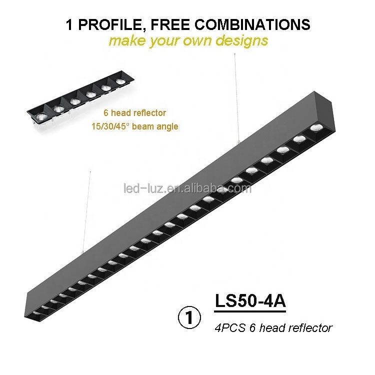 LS50 50mm Wide Linear System Pendant Surface Mounting Aluminum LED Profile Light For Office Lighting