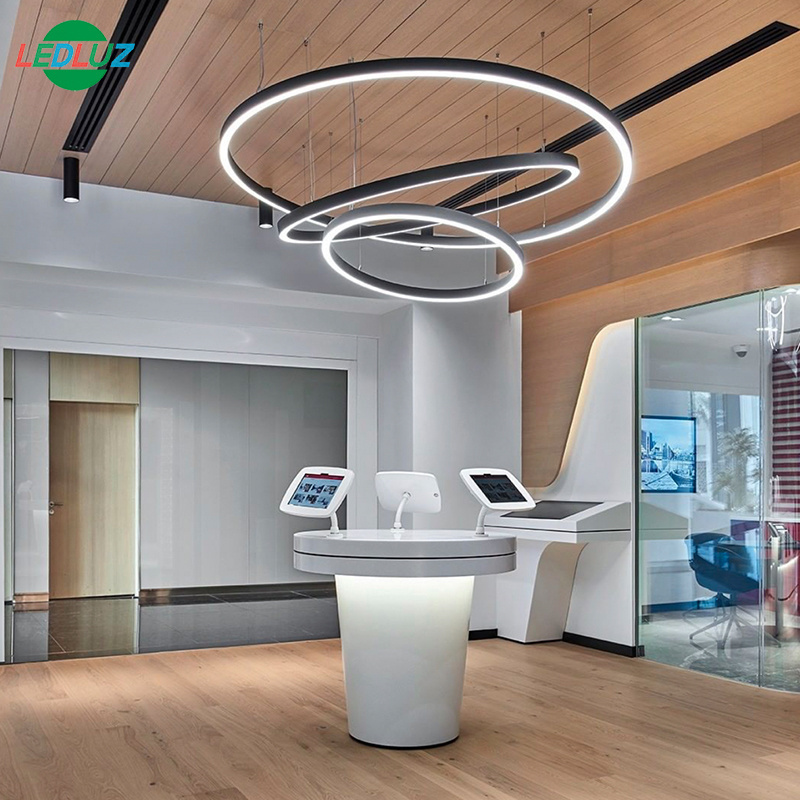 ALP25C-R 1'' Wide Ceiling Suspended Black Curved Aluminum LED Profile for Circle LED Ring Light