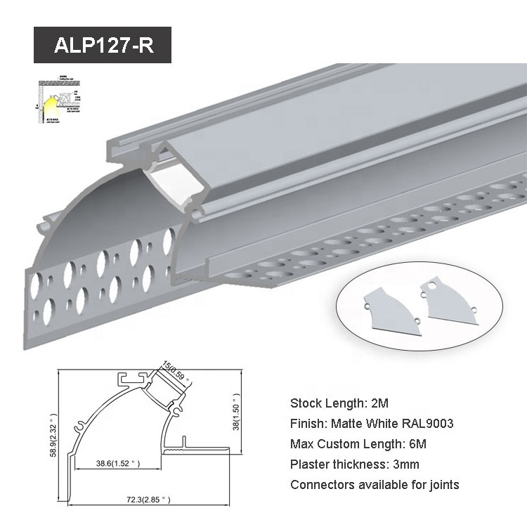 ALP127-R Wall Washing Plaster-in Trimless Recessed Drywall Aluminum LED Channel For Cove Lighting