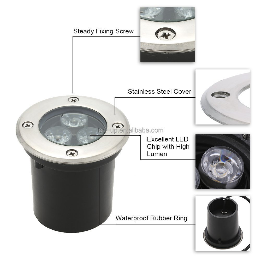 IP65 Waterproof Outdoor Recessed Inground Garden Park Lights Led Underground Light 3W