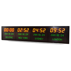 Zhong Xiaoxiao Brand 4 Time Zone Clock Led Large Wall Multi Zone Clock Led Digital Time Zone Wall Clock with Date