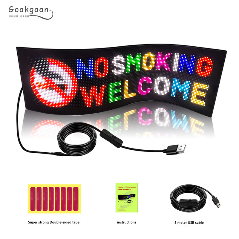 Mini LED Sign 5V USB Scrolling LED Sign Bluetooth APP Control DIY Text Pattern Flexible LED Sign For Concert Store Party Car