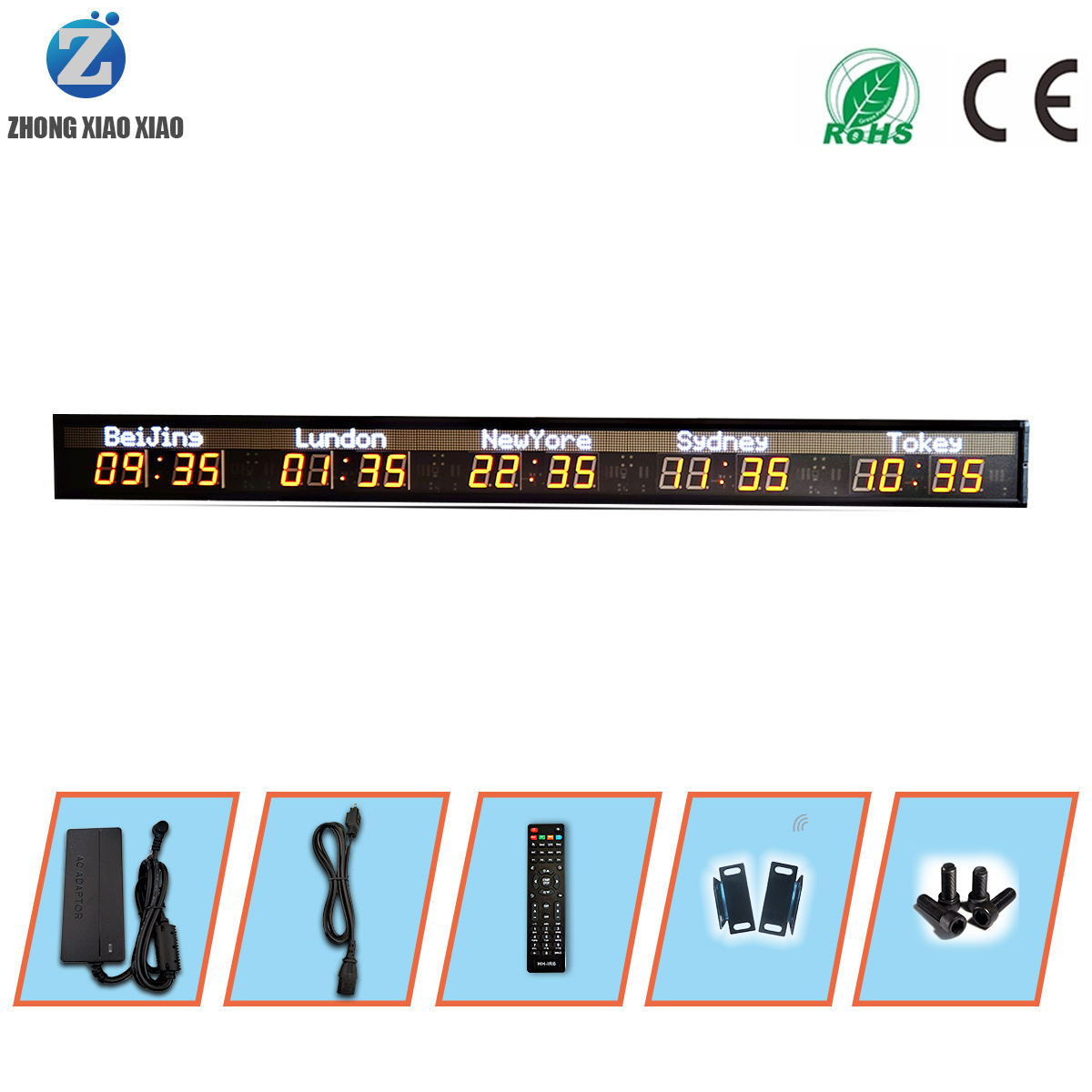 Zhong Xiaoxiao Brand 5 time zone clock Led Large Wall multi zone clock GPS Digital Clock