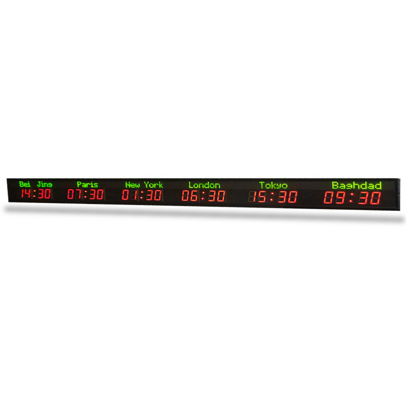 [customization]6 time zone clock digital LED display world clock LED airport digital clock multi time zone