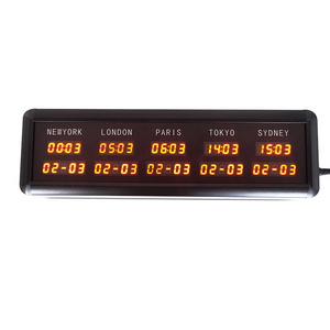 LED mini digital world time zone 0.4 inch clock electronic clock LED multi zone clock 5 cities with date DAP