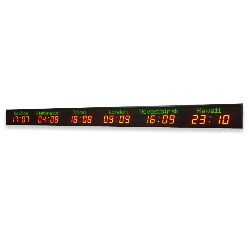 LED timer world clock multi function wall clock 6 time zone  city Wall mounted clocks