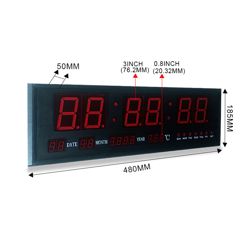 customization 3-inch high quality alarm clock digital LED countdown remote control silent wall clock