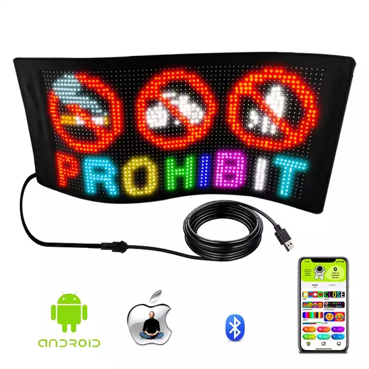 RGB Scrolling Message LED Display Screen Blue Tooth LED Car Display Banner Soft Flexible Led Panel For Store Advertising