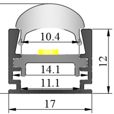 17x12mm new design lens pc cover  6063 t5 aluminum bar 120 degree angle led extrusion profile