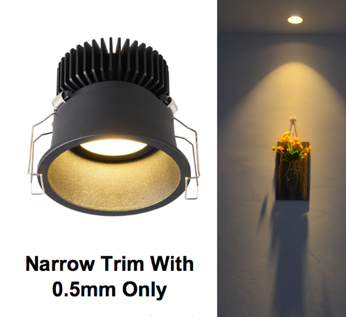 Narrow trim with 15 degree beam LED 12w 20w downlights recessed anti-glare inner trimless spot lights wall washer downlight