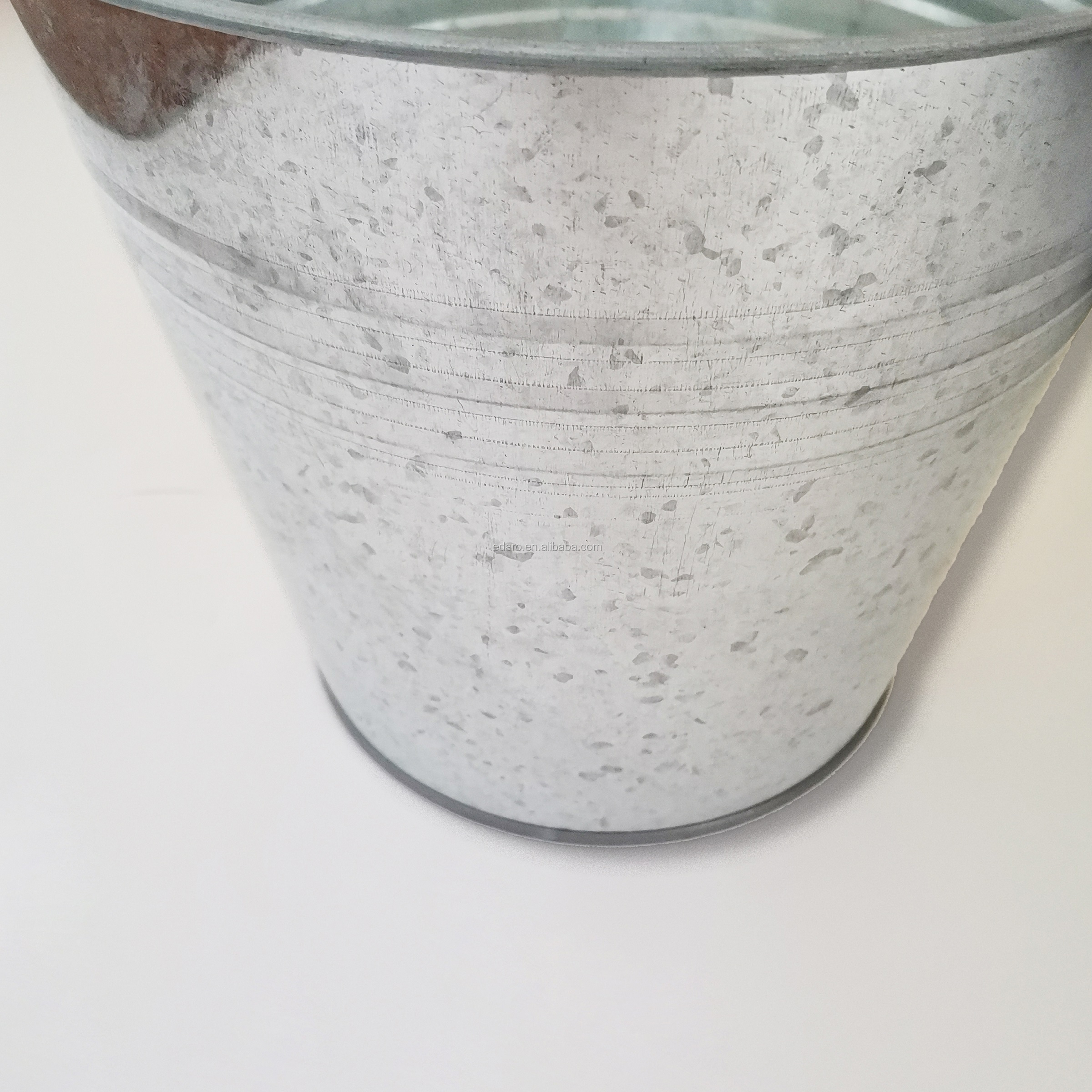 Heavy Metal Round Natural Galvanized Steel Pail Bucket for Wedding Decorations, Centerpieces 12L