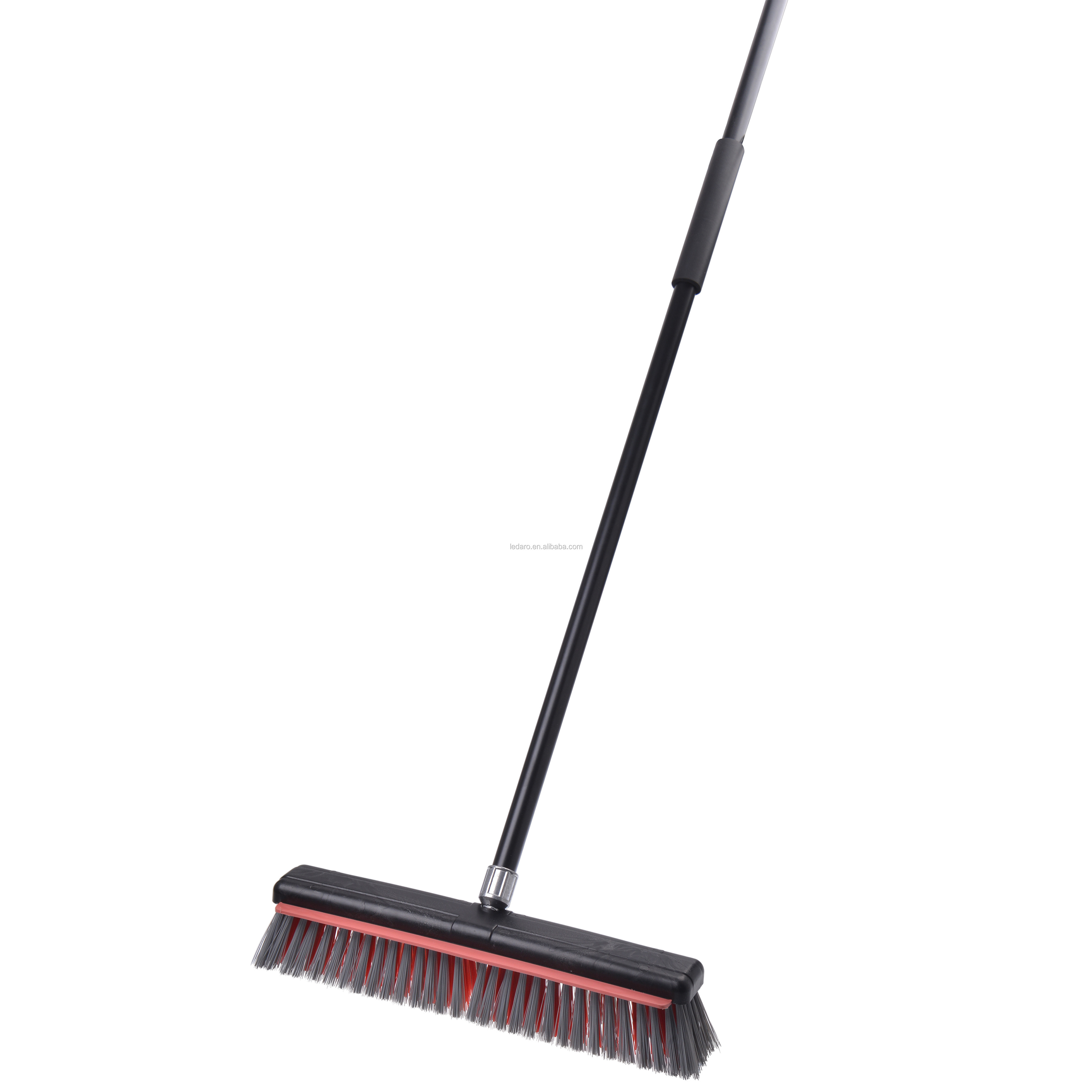 Push Broom with Durable Steel Long Handle Floor Scrub Brush with Rubber scrubber for Cleaning Deck Floor 18