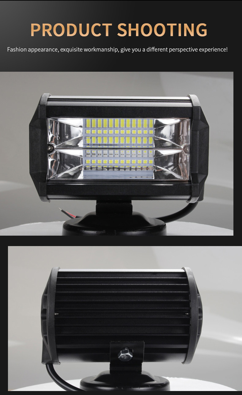 High Power Work Light Bar Truck Side Spotlight 24SMD 72W Super Bright Driving Light For Truck Tractor Off-road Auto Light System