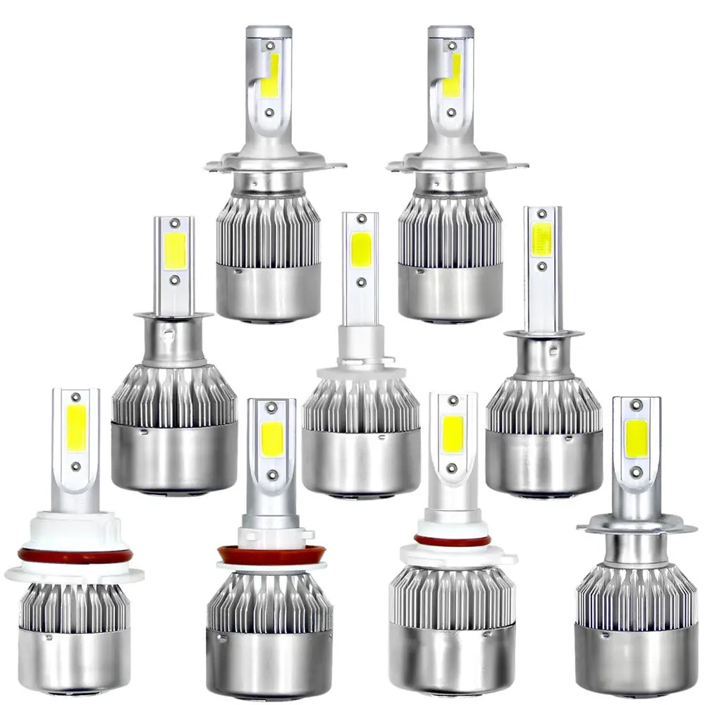 C6 Car LED Headlight Bulbs H1 H3 H7 H8 H9 H10 H11 9005 9006 H13 H4 72W 16000lm COB Auto DRL Fog Lamps Aluminum Universal 30 Sets