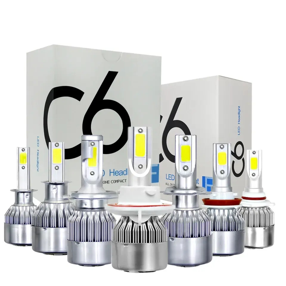 C6 Car LED Headlight Bulbs H1 H3 H7 H8 H9 H10 H11 9005 9006 H13 H4 72W 16000lm COB Auto DRL Fog Lamps Aluminum Universal 30 Sets