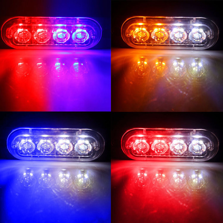 Super Bright Ultra-thin Super Bright Strobe Light 4LED Emergency Beacon Warning Truck Trailer Beacon Lamp LED Side Light For Car