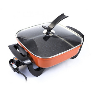 1600W Nonstick Instant Multipurpose 6L Frying Pan Electric Cooking Hot Pot With Glass Lid