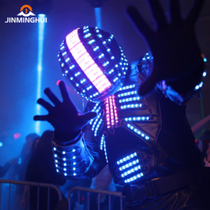 High Quality Full Color RGB Laser Gloves Wear Clothing Robot Suit Stage Show Dance Costume Glowing Clothes For Nightclub