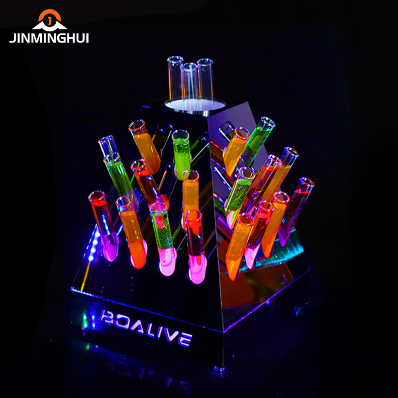 VIP Colorful Rechargeable Acrylic Lighted 24 Shot Glasses Serving Holder Tray Display Stand LED Bottle Glorifiers Presenter