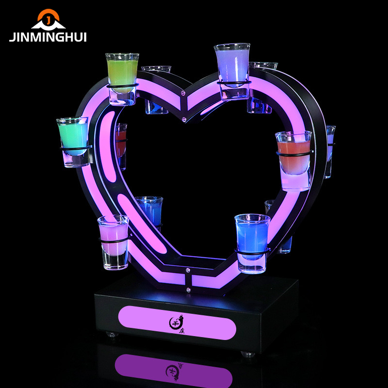 VIP Colorful Rechargeable Acrylic Lighted 24 Shot Glasses Serving Holder Tray Display Stand LED Bottle Glorifiers Presenter