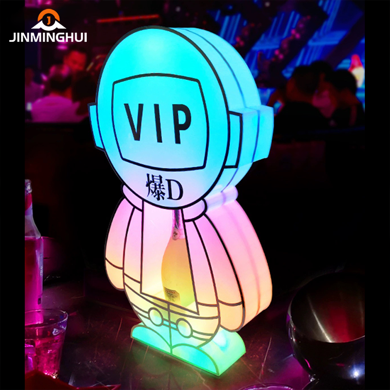 Customized Logo Astronaut Robot Shape Champagne Beer Wine Led Bottle Presenter With Acrylic Holder Stand For Vip Service