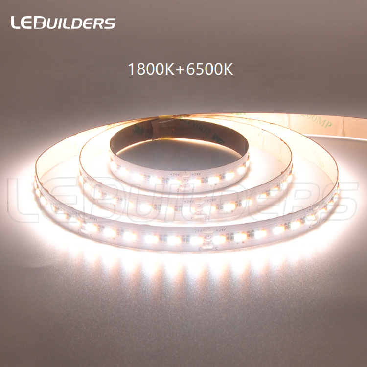 Dual color 1800K + 6000K 6500K bicolor 240leds/m high CRI 90 cct led strip