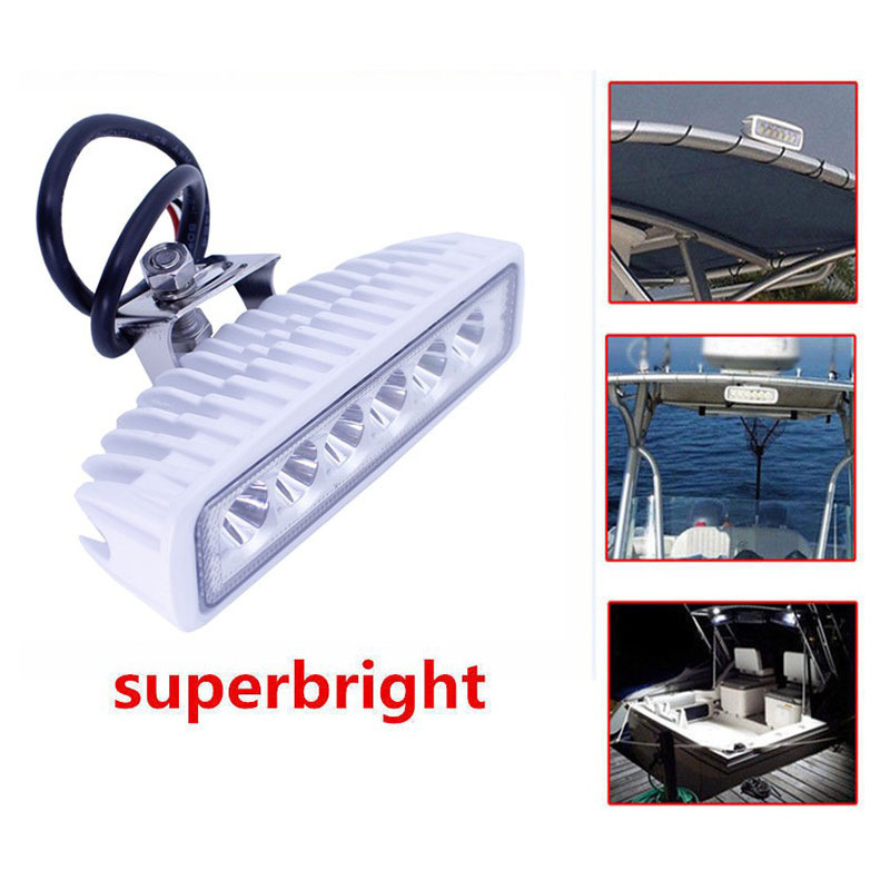 12V DC Boat Deck/Dock Flood Light 6.3 Inch Aluminum LED Light Bar Marine SpotLights LED Spreader Light For Boat