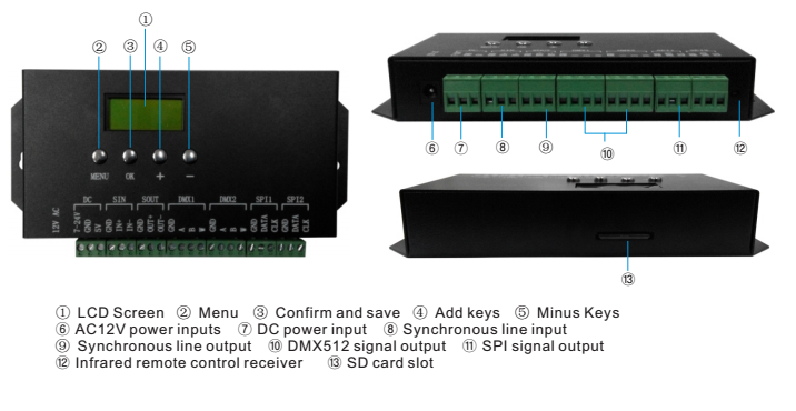 dmx 512 rgb sd card led controller