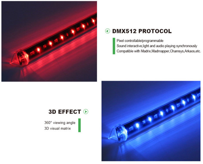 DMX LED Shower Rain Light,3D Vertical Meteor Tube for DJ/Bar/Nightclub