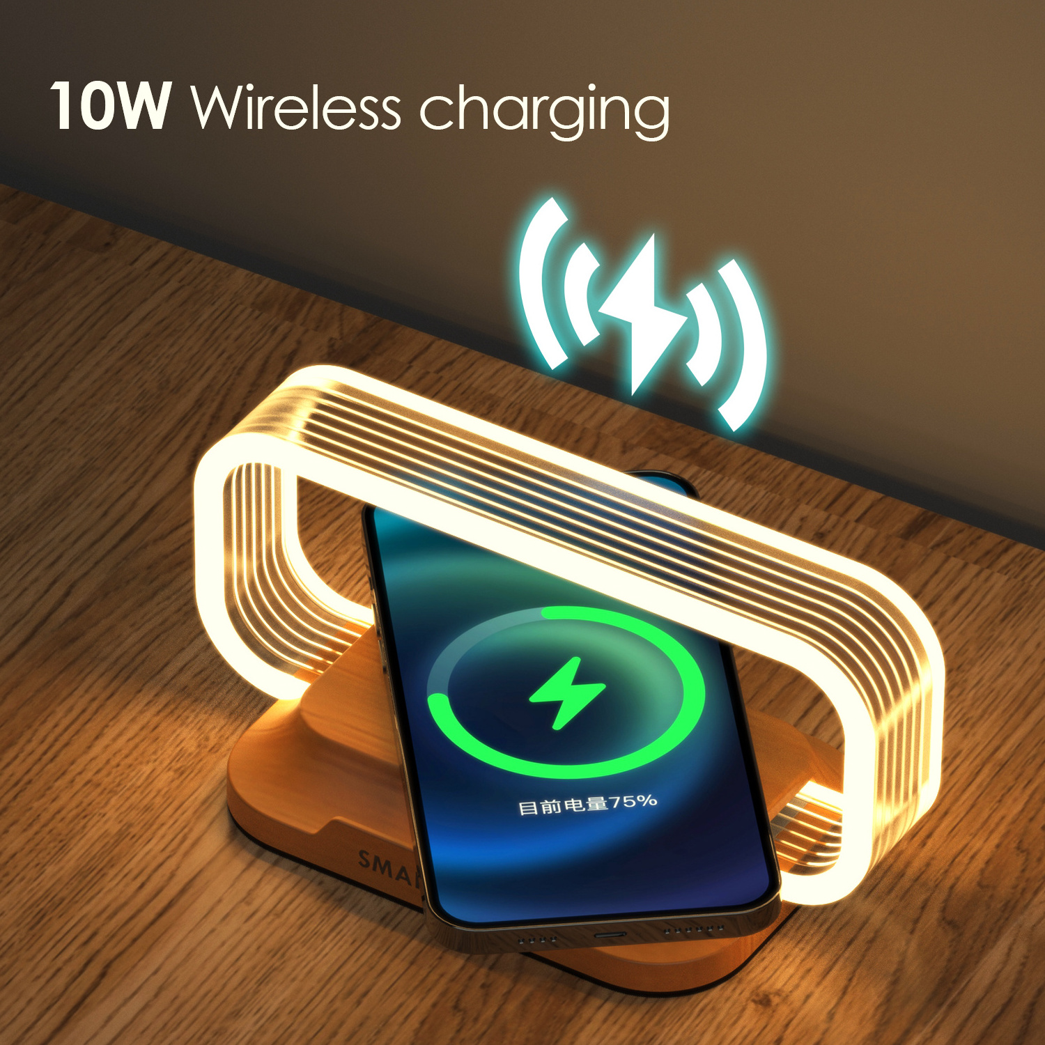 15w Faster Charger 3 Color RGB Light 3 in 1 Wireless Charger  Led Lamp usb Port wireless charger station CE Rohs