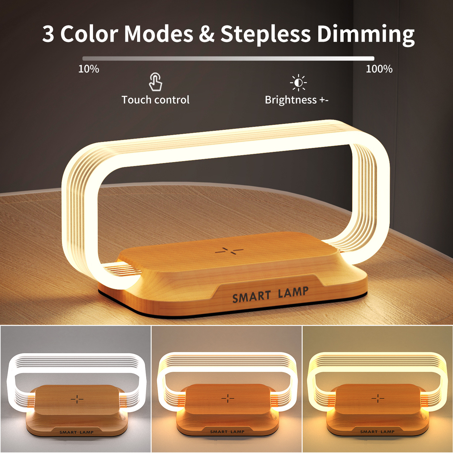 15w Faster Charger 3 Color RGB Light 3 in 1 Wireless Charger  Led Lamp usb Port wireless charger station CE Rohs