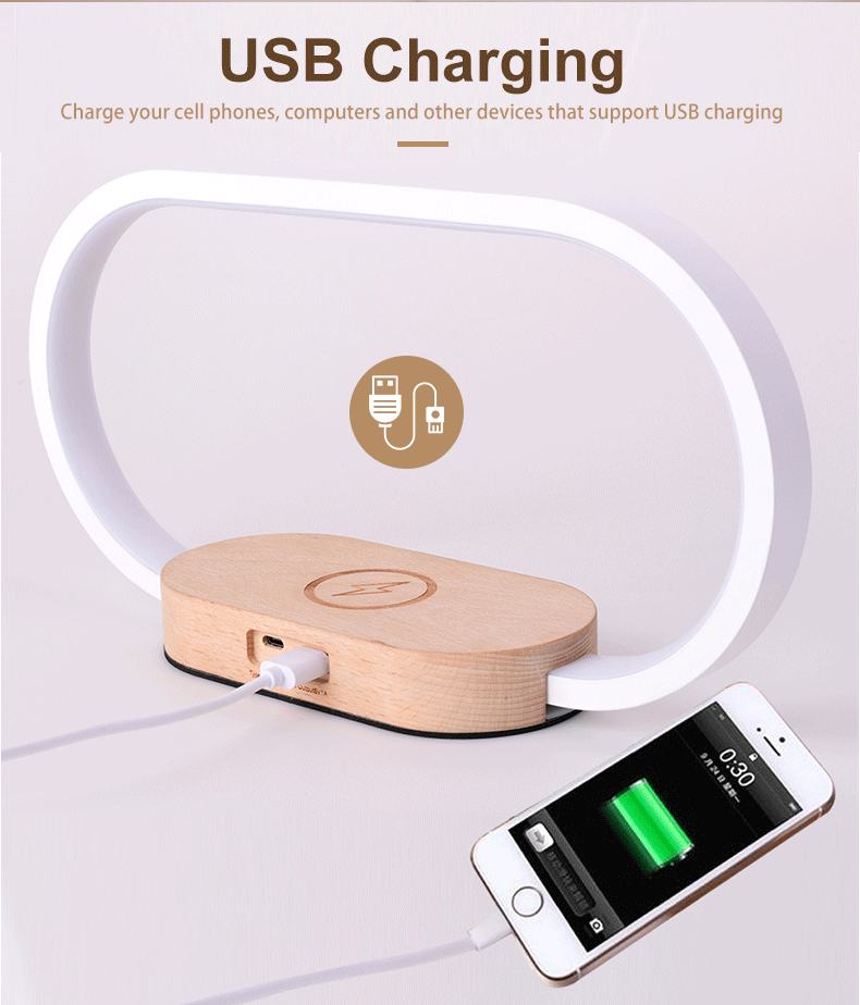 bedside Bed side room table lamps wireless charging led desk night light lamp with wireless charger