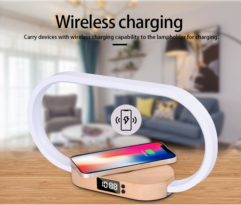 bedside Bed side room table lamps wireless charging led desk night light lamp with wireless charger