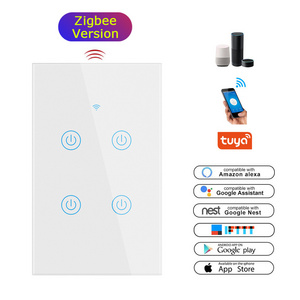 LEDEAST DS-124-4 Digital Smart Switch 4 Gang Tuya Zigbee Dimmer Wireless Glass Panel Remote Control Wifi Dimmer Light Switchk