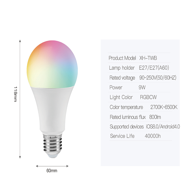 LEDEAST XH-TW1B Smart Lighting E27 Led Bulb HomeKit Wifi BLE 2.4G Remote Control Adjustable Rgb Smart Light Blub