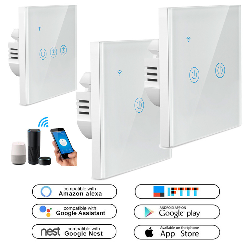 LEDEAST DS-101JL-1234 Tuya Smart home 1 2 3 4 Gang Alexa Voice Control no neutral wire  Smart Wifi Light Switch