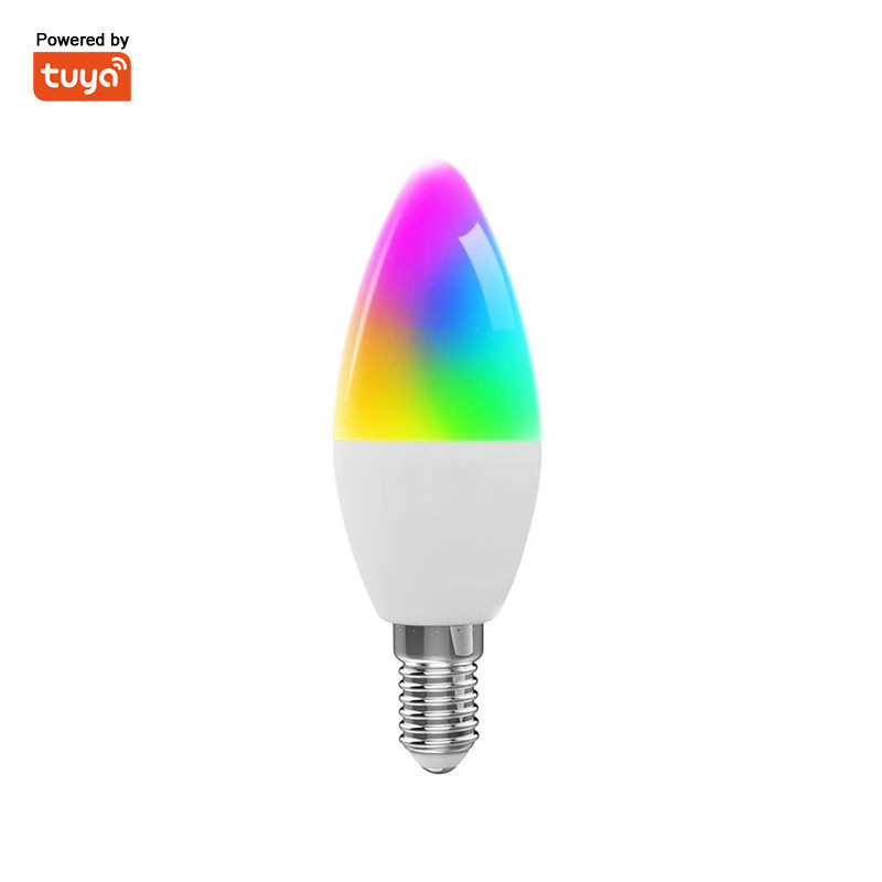 LEDEAST C37 Tuya WiFi Smart Candle Light Alexa Voice Control Table Lamp E14  Color-Changing Smart RGBCW Bulb