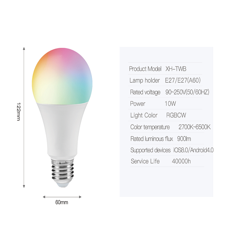 LEDEAST XH-TW1B E27 RGB Tuya App Wifi Control Alexa Google Home Dimmable Multi Color Changing Lights Smart LED Bulbs