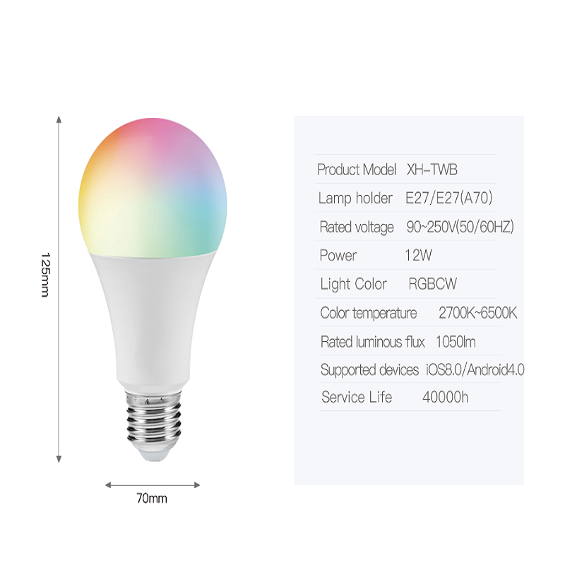 LEDEAST XH-TW1B E27 RGB Tuya App Wifi Control Alexa Google Home Dimmable Multi Color Changing Lights Smart LED Bulbs