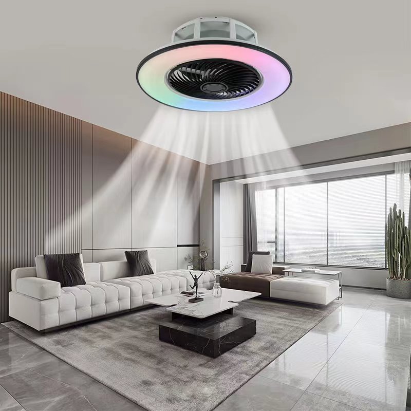 LEDEAST XH-TW1F Tuya Wifi Ble Bedroom Music Speaker App Control RGB Color Dimmable Smart Led Ceiling Fans With Light