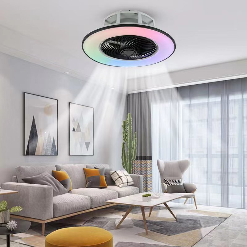 LEDEAST XH-TW1F Tuya Wifi Ble Bedroom Music Speaker App Control RGB Color Dimmable Smart Led Ceiling Fans With Light