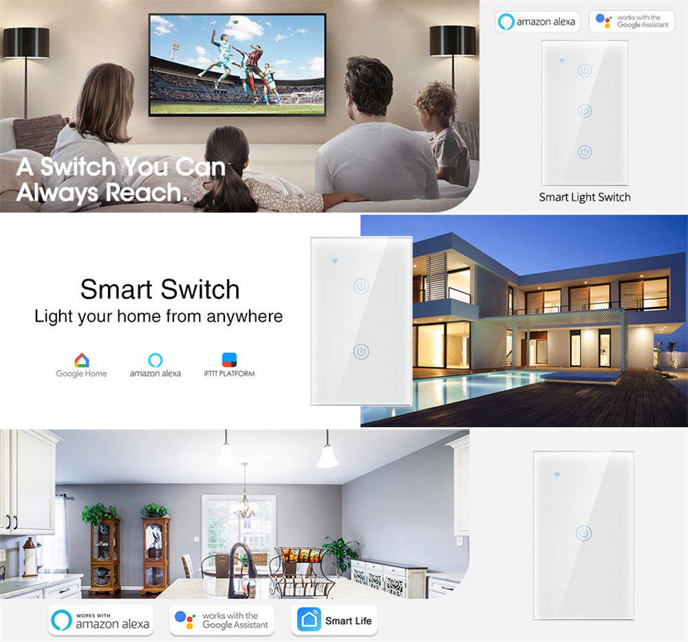 LEDEAST DS-121JL-4 Relay Design 110V 4 Gang Tuya Smart Home BLE and Wifi Light Switches with 2.0uF Capacitor