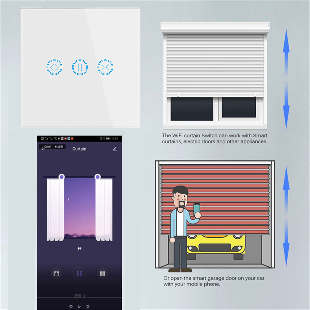 Tuya smart App Remote Control Alexa Electric WiFi Smart Curtain Switch Motorized Roller Blinds Shutter Switch