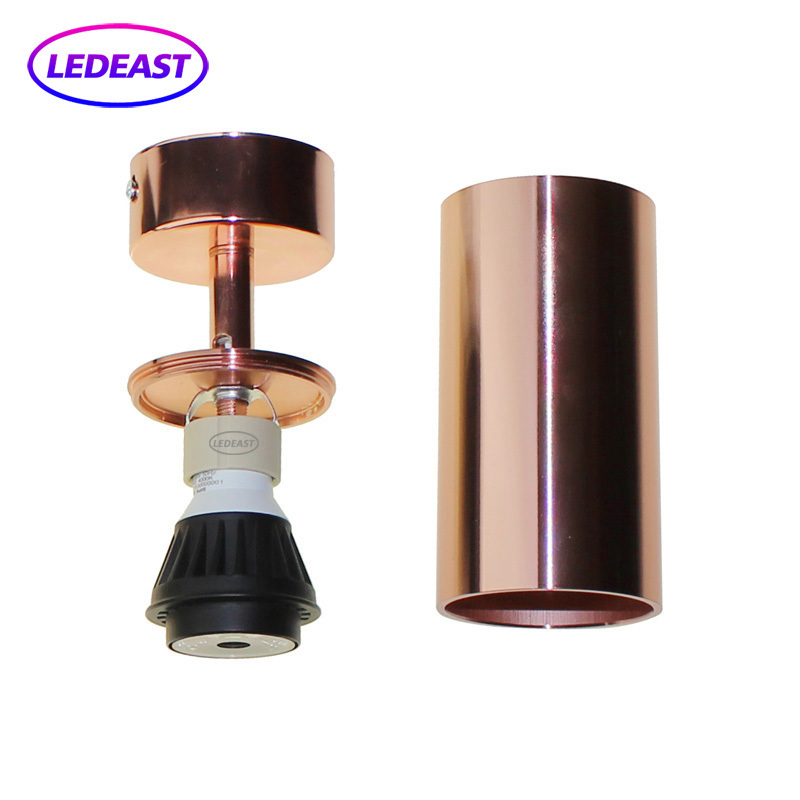 LEDEAST GUTK Golden GU10 MR16 Base Line Voltage Track Light Head Lamp Case Cylinder GU5.3 Spot Bulb Bracket Case