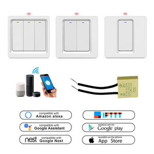 LEDEAST DS-102JL 400W No Neutral Required 1gang 2gang 3gang Tuya Smart Push Button Light Switch for Smart Life