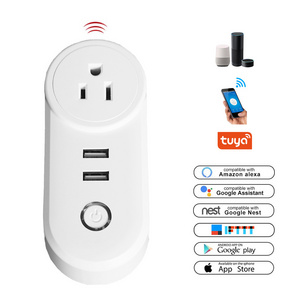 LEDEAST PA8-US US Standard 10A Voice Control Power Plug Tuya APP Switch WiFi Smart Socket With Dual USB Ports