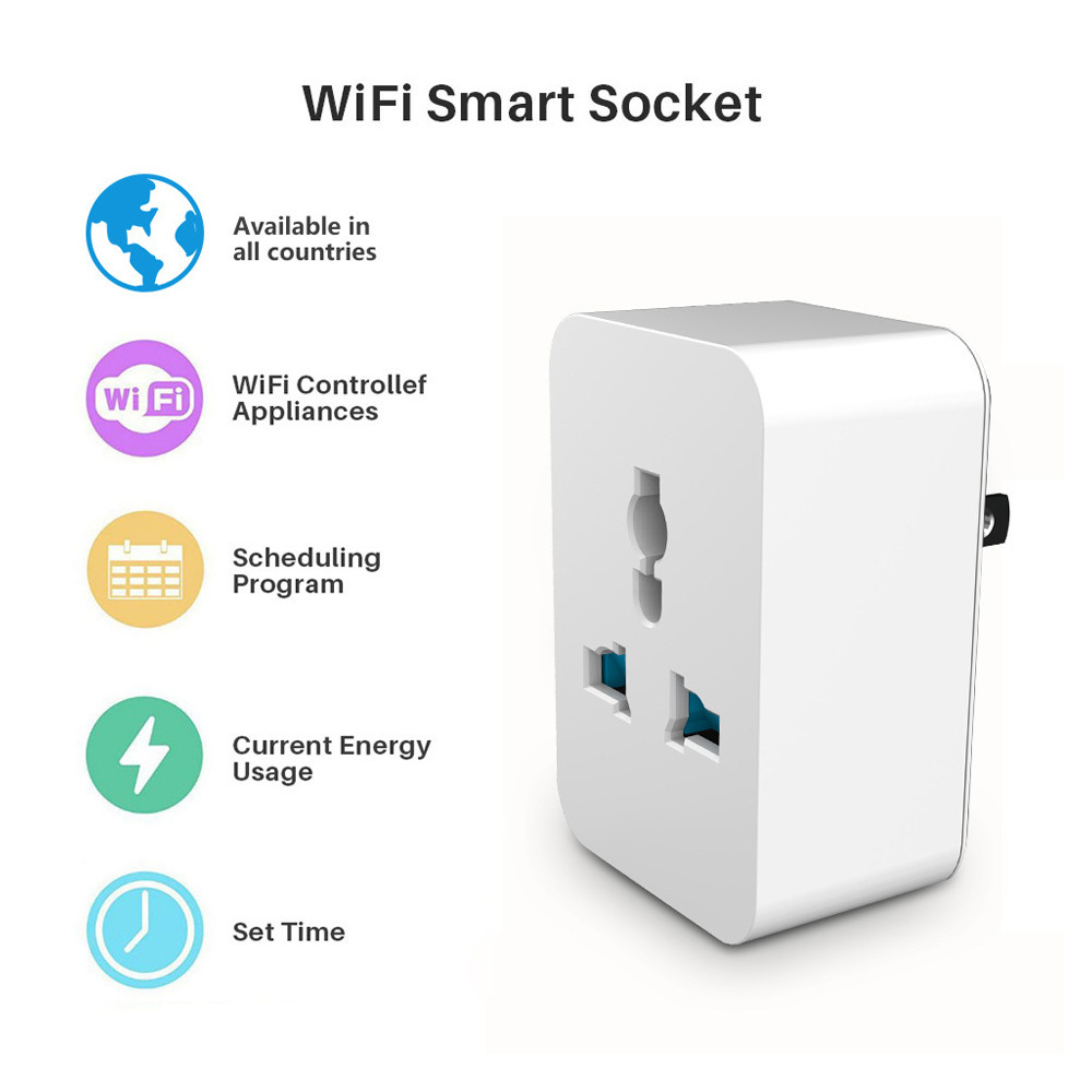 WS022 Wifi + BLE timing Multi-Function Switch Socket Alexa Google Home Voice Controlled Tuya Smart Wifi  Plug