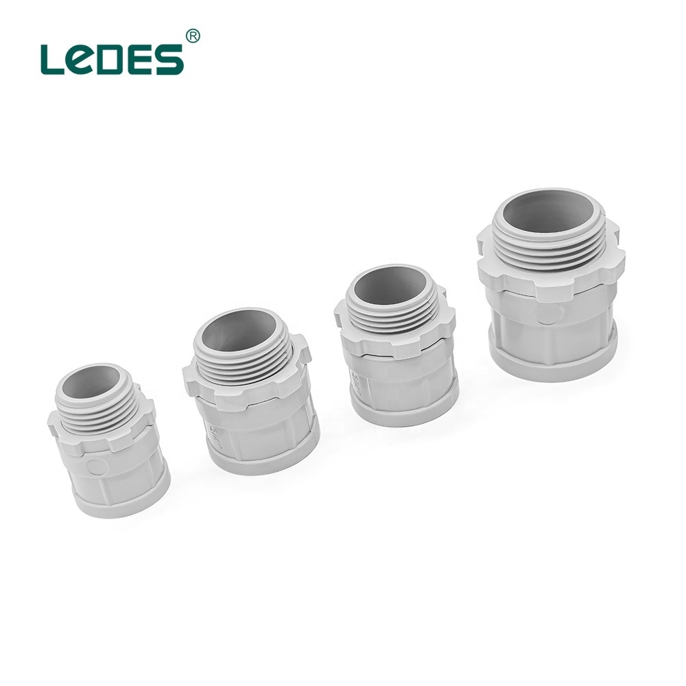 LeDES AS/NZS 2053 Compliant 32mm Plain to Screwed Adaptor Rigid Conduit Gland PVC Electrical Fitting Manufacturer Model LE-PSA