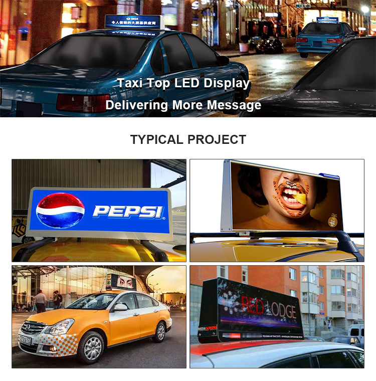 Double Sided Digital Signs Commercial Advertisement Text Video Message Scrolling Car Taxi TOP LED Display