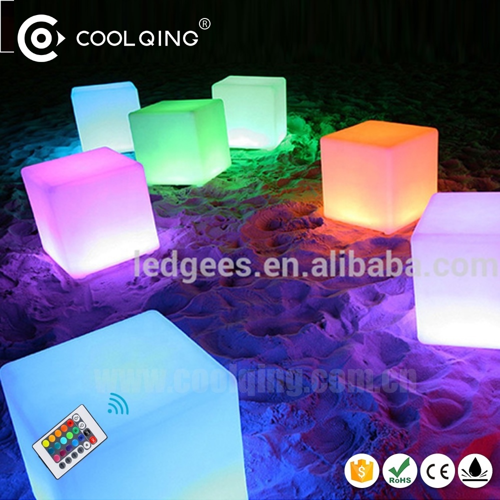 High quality PE material light up led sitting cube chair